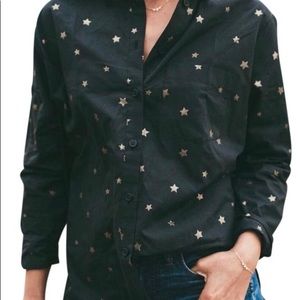 Madewell Black Oversized Shirt in Star Print